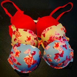 3 PINK Super Push Up Bras